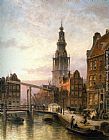 Amsterdam Paintings - The Zuider Kerk at Dusk, Amsterdam by Cornelis Christiaan Dommelshuizen